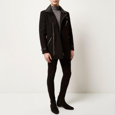 Black asymmetric zip jacket